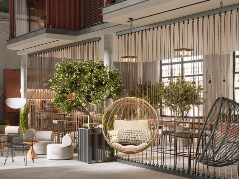 Agence Gefigram Draguignan Agence Skoart Var Draguignan Saint Raphael Designer Architecte Decoration Interieur Entreprise espace detente fauteuils suspendus plantes